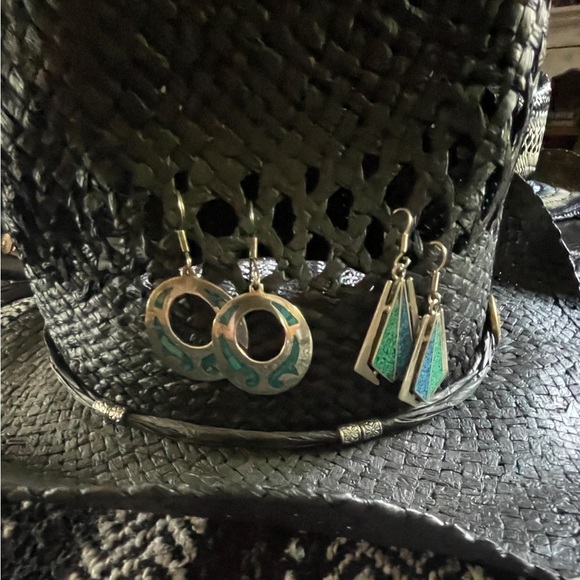 Lot of 2 Sterling & Turquoise Vintage Earrings-Two Trees TS79 & TC167 Mexico - Picture 1 of 6